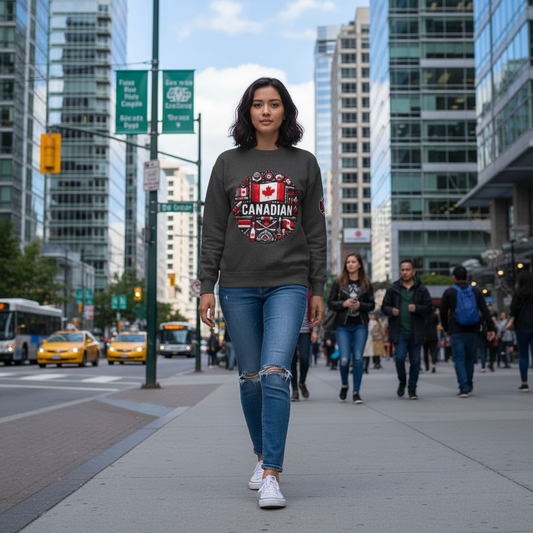 Canadian Pride Crewneck Sweatshirt, Unisex Maple Leaf Sweatshirt, True Strong North Sweatshirt, Canada Day Gift, Cozy Canadian Apparel