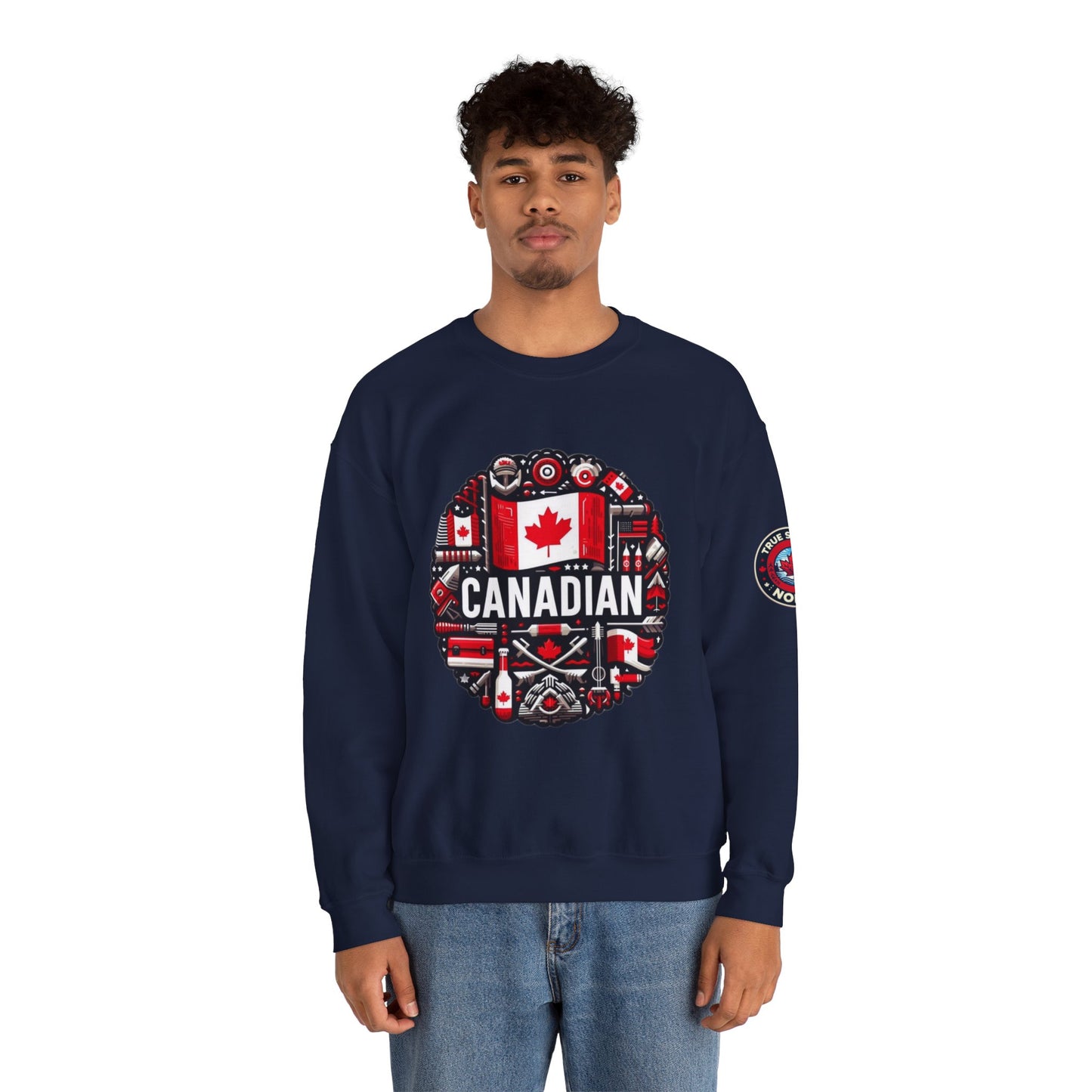 Canadian Pride Crewneck Sweatshirt, Unisex Maple Leaf Sweatshirt, True Strong North Sweatshirt, Canada Day Gift, Cozy Canadian Apparel