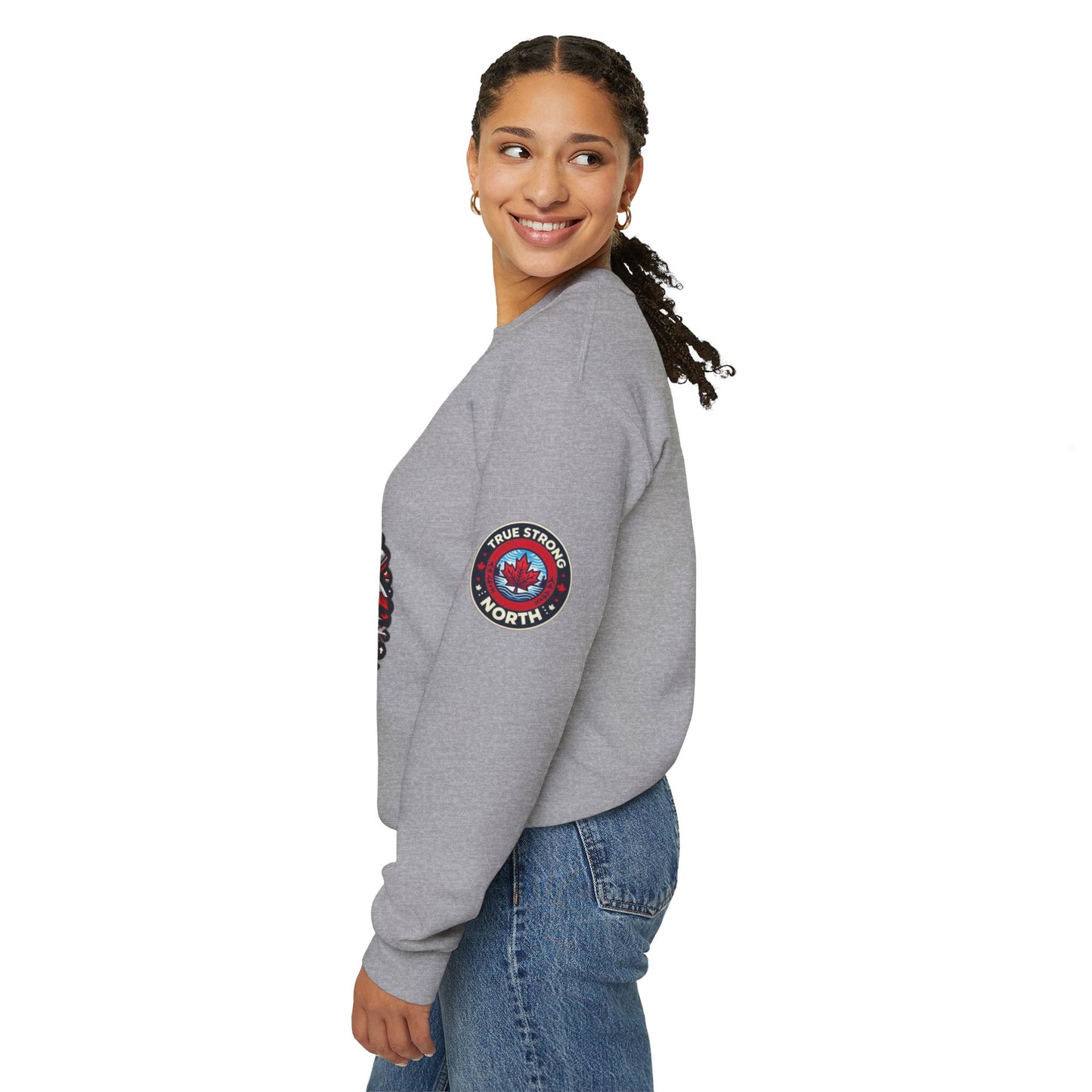 Canadian Pride Crewneck Sweatshirt, Unisex Maple Leaf Sweatshirt, True Strong North Sweatshirt, Canada Day Gift, Cozy Canadian Apparel