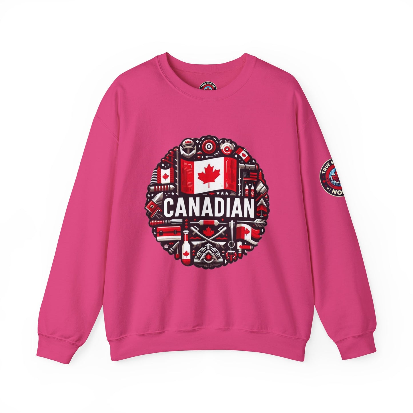 Canadian Pride Crewneck Sweatshirt, Unisex Maple Leaf Sweatshirt, True Strong North Sweatshirt, Canada Day Gift, Cozy Canadian Apparel