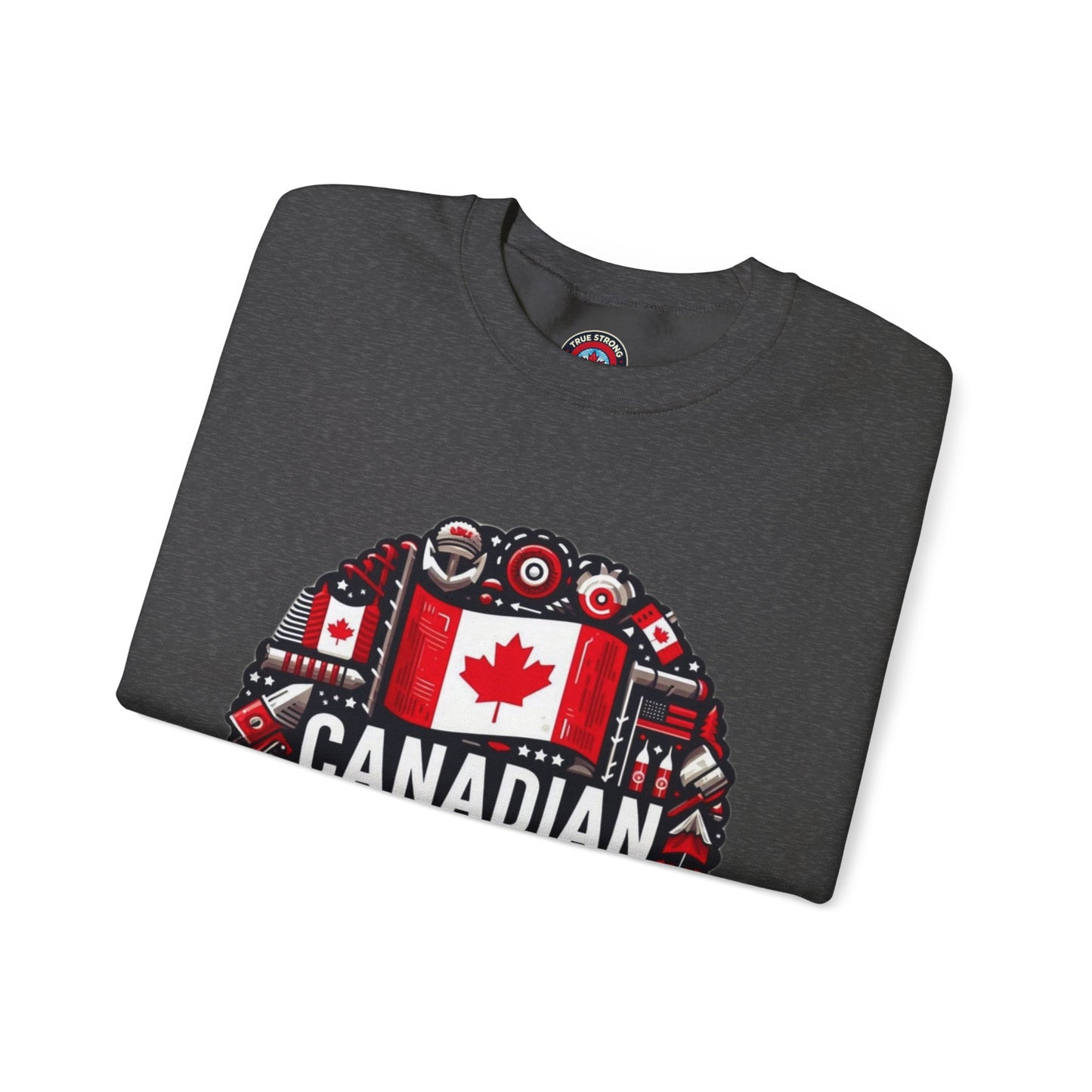 Canadian Pride Crewneck Sweatshirt, Unisex Maple Leaf Sweatshirt, True Strong North Sweatshirt, Canada Day Gift, Cozy Canadian Apparel