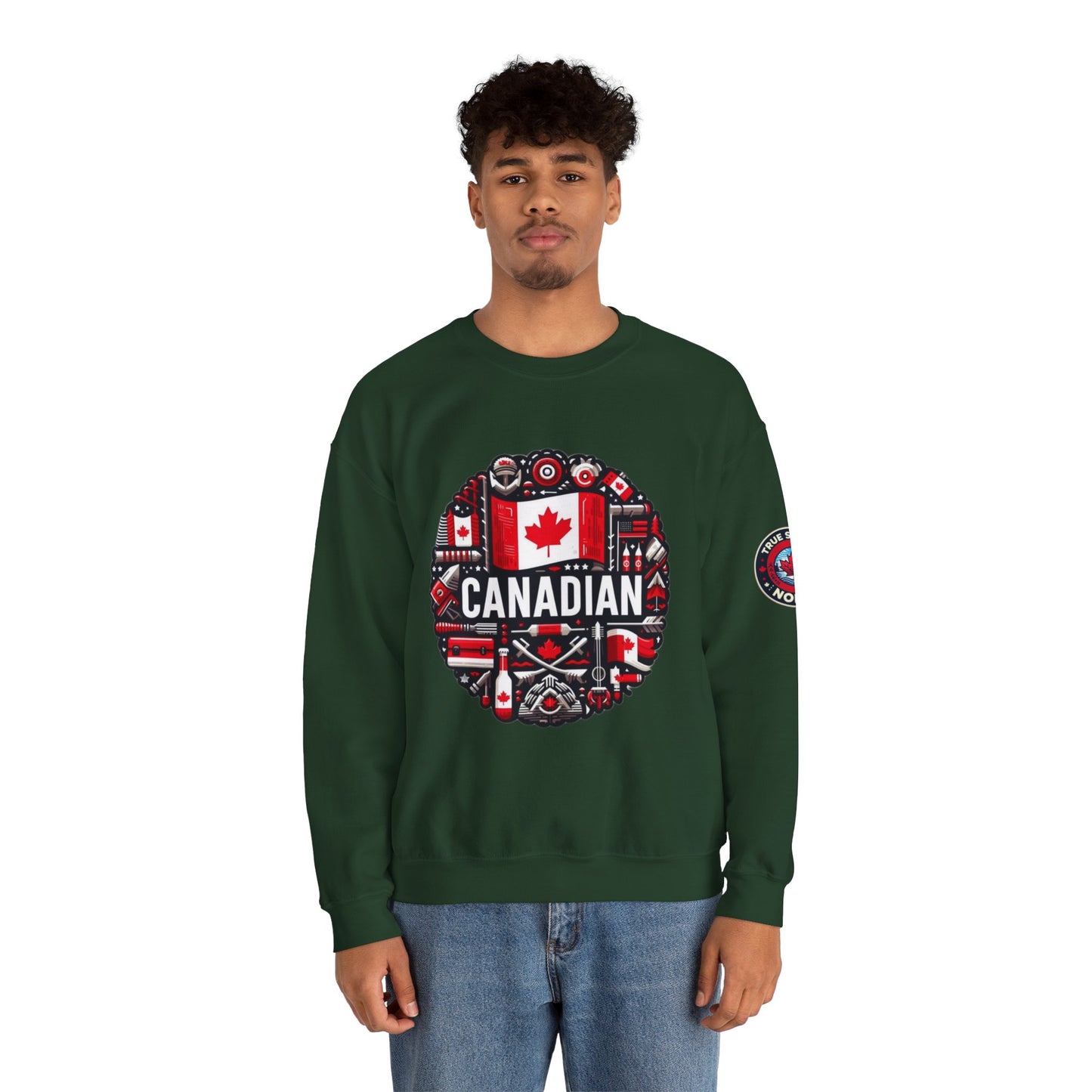 Canadian Pride Crewneck Sweatshirt, Unisex Maple Leaf Sweatshirt, True Strong North Sweatshirt, Canada Day Gift, Cozy Canadian Apparel
