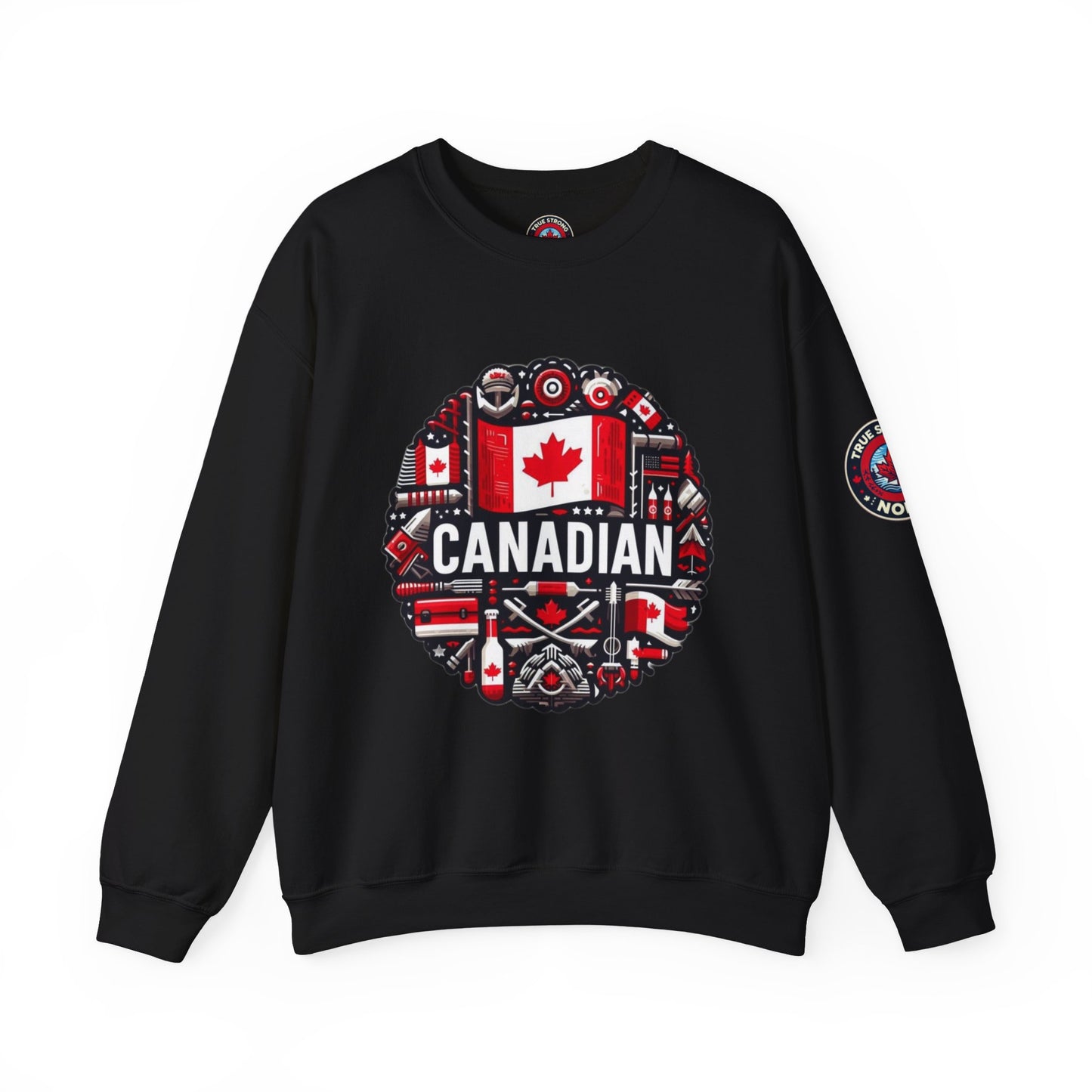 Canadian Pride Crewneck Sweatshirt, Unisex Maple Leaf Sweatshirt, True Strong North Sweatshirt, Canada Day Gift, Cozy Canadian Apparel
