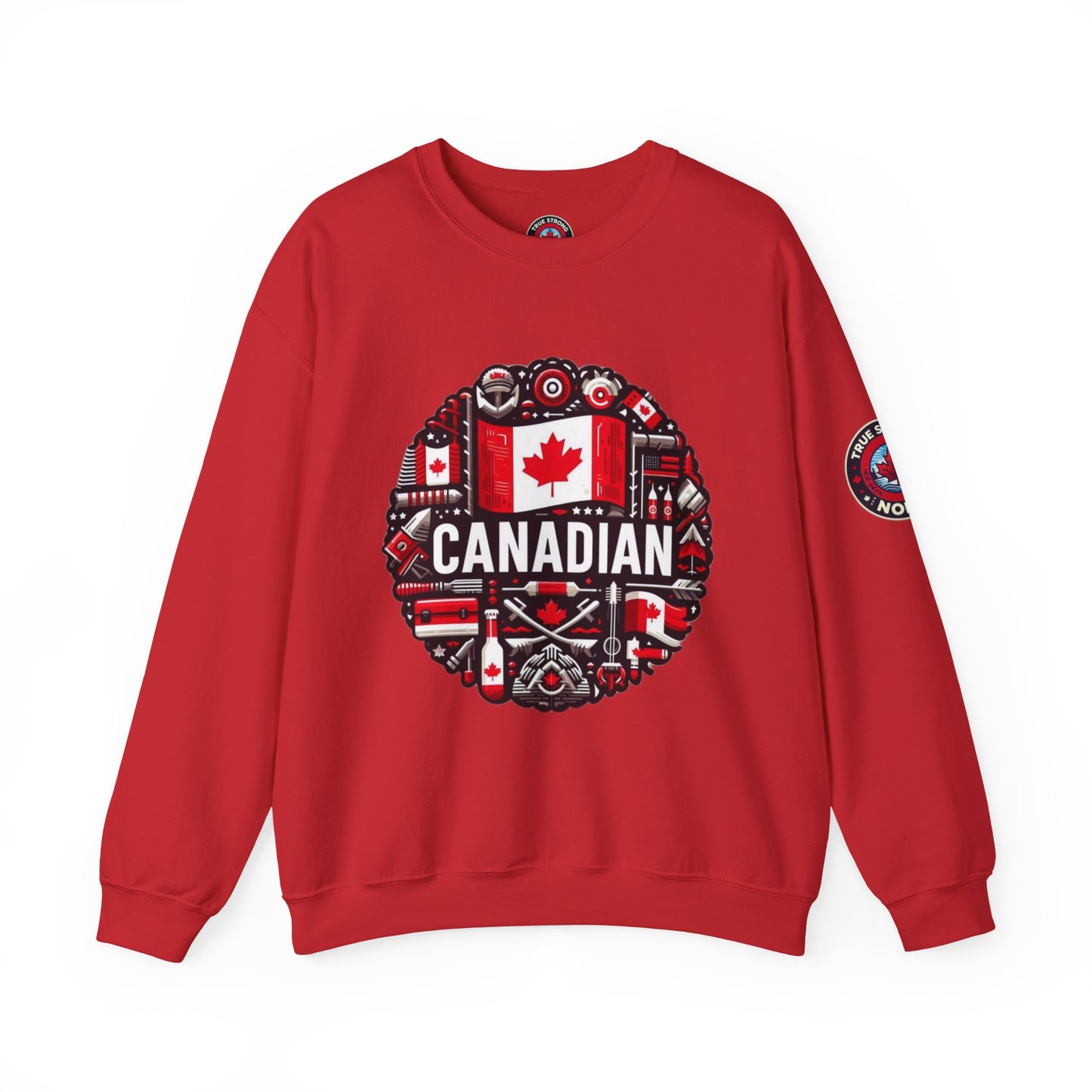 Canadian Pride Crewneck Sweatshirt, Unisex Maple Leaf Sweatshirt, True Strong North Sweatshirt, Canada Day Gift, Cozy Canadian Apparel