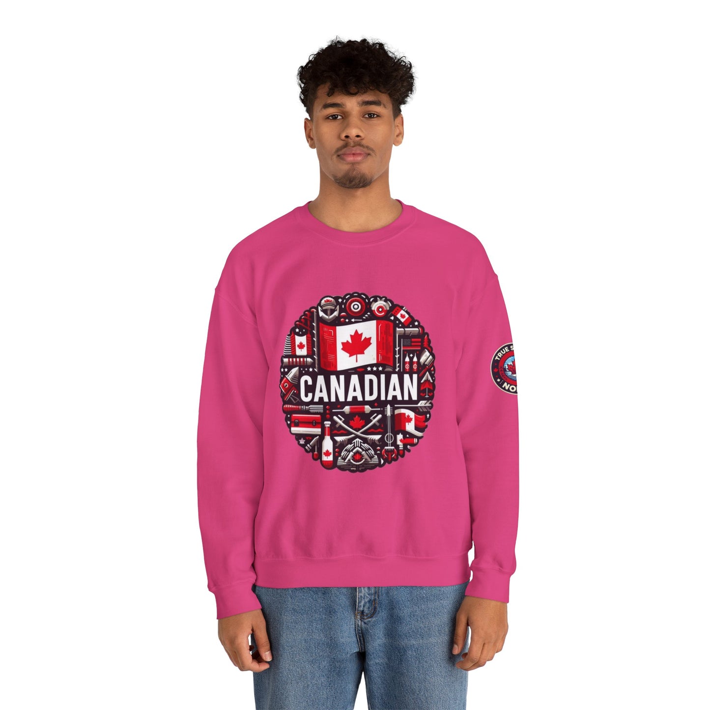 Canadian Pride Crewneck Sweatshirt, Unisex Maple Leaf Sweatshirt, True Strong North Sweatshirt, Canada Day Gift, Cozy Canadian Apparel