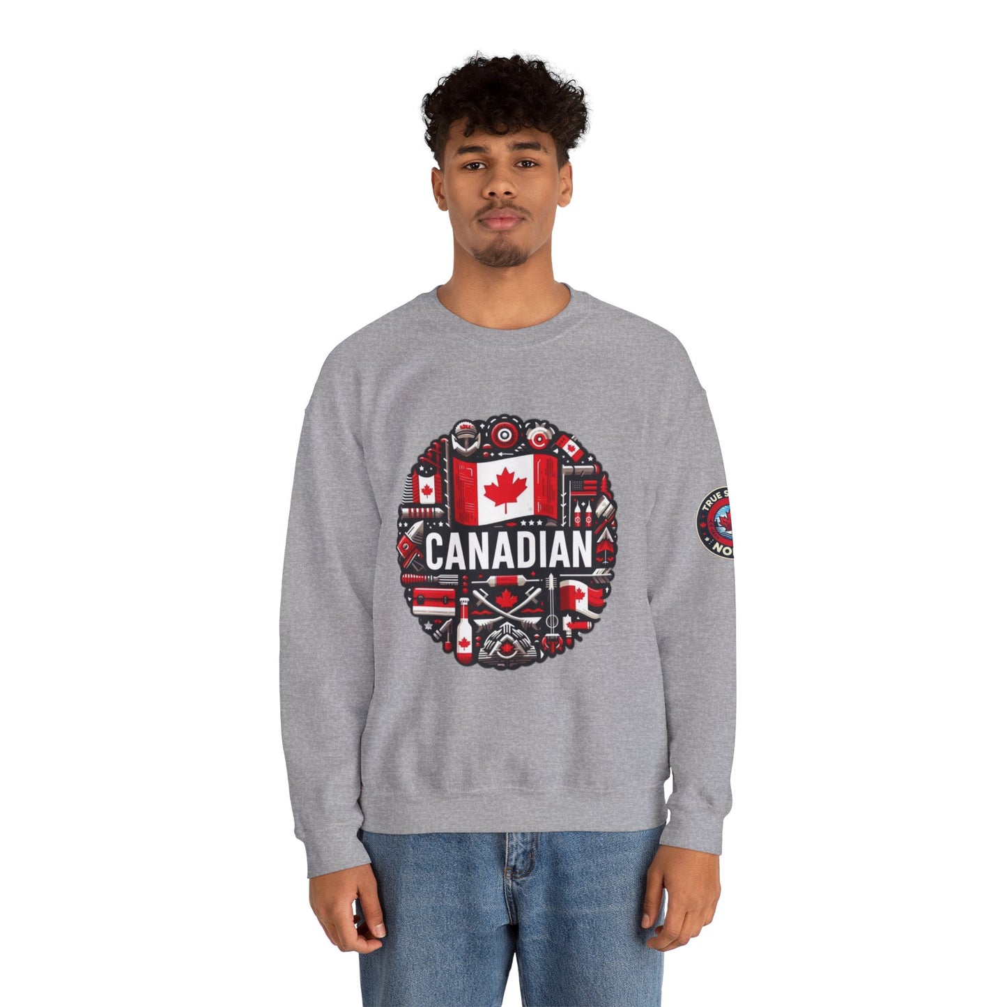 Canadian Pride Crewneck Sweatshirt, Unisex Maple Leaf Sweatshirt, True Strong North Sweatshirt, Canada Day Gift, Cozy Canadian Apparel