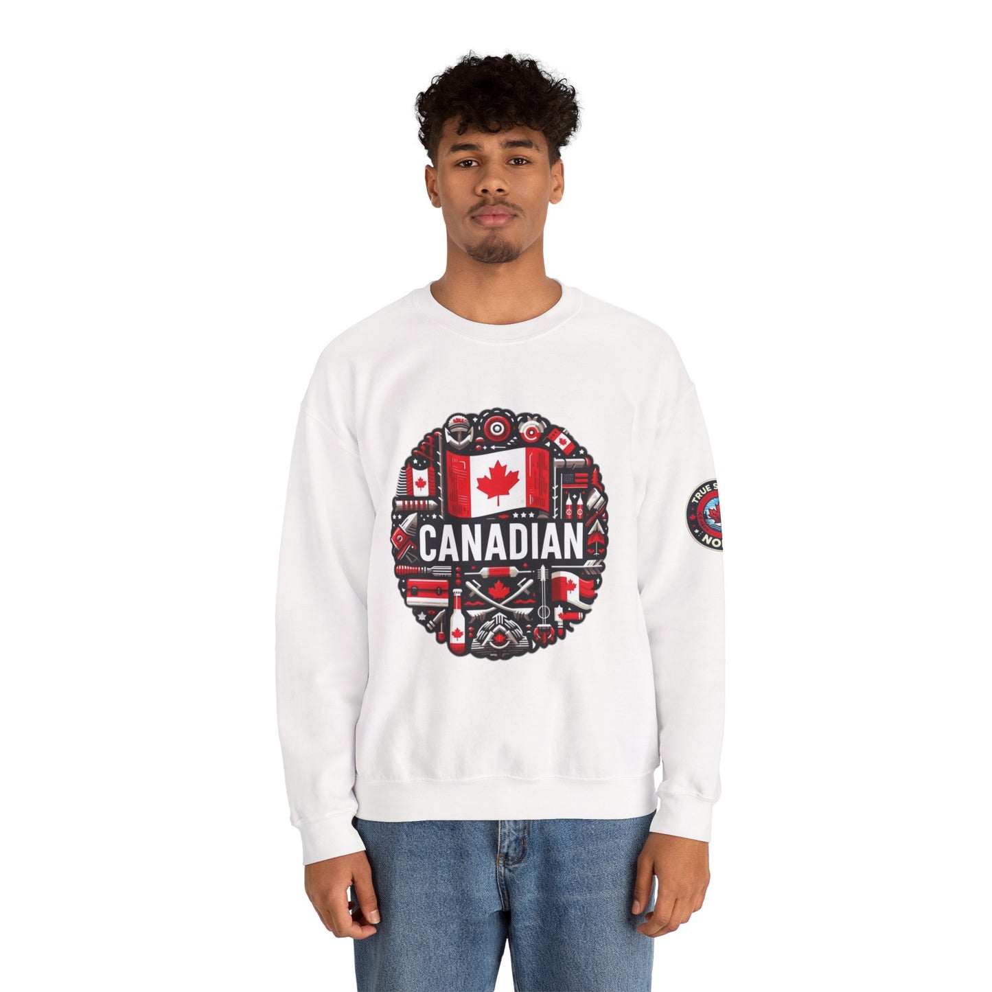 Canadian Pride Crewneck Sweatshirt, Unisex Maple Leaf Sweatshirt, True Strong North Sweatshirt, Canada Day Gift, Cozy Canadian Apparel