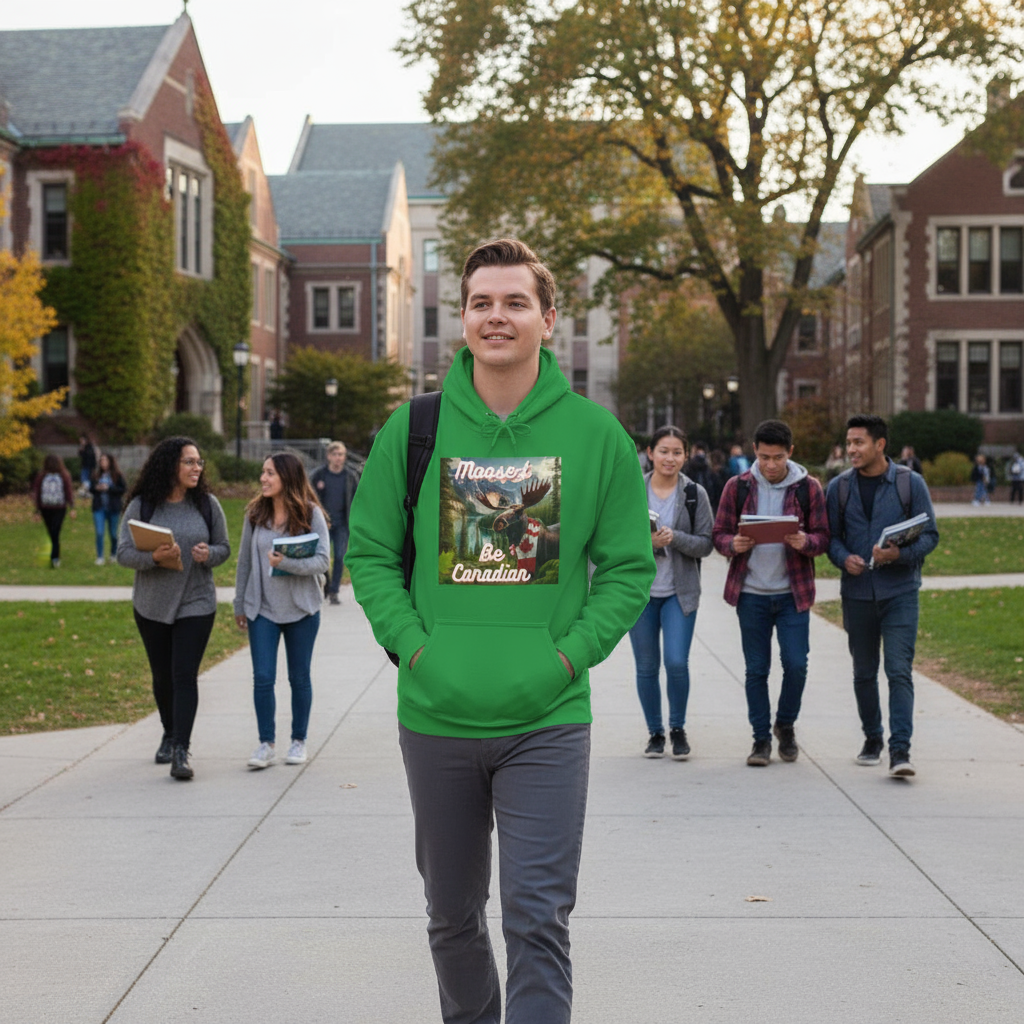 Moose-t Be Canadian Hoodie - Cozy Sweatshirt, Perfect for Outdoors, Gifts for Nature Lovers, Canada Day, Animal Lovers, Eco-Friendly Fashion