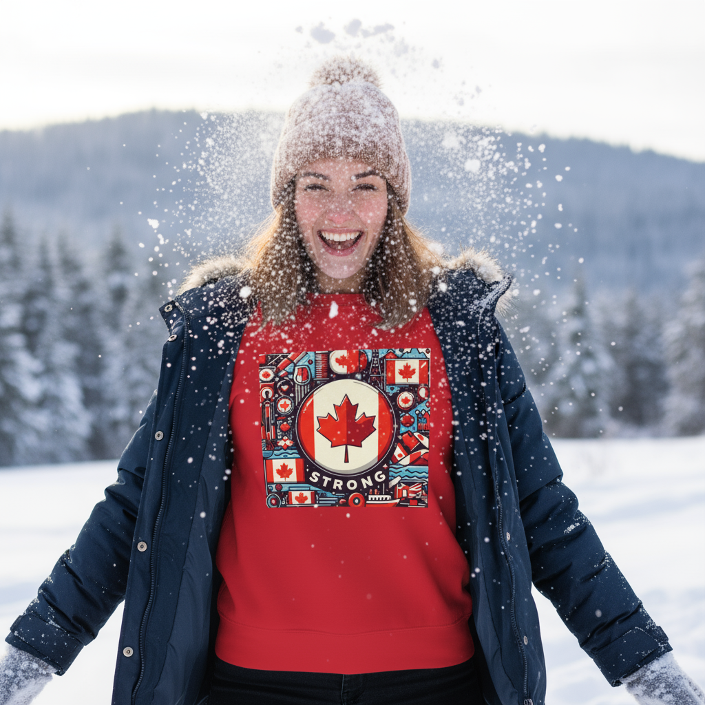 Canada Strong Crewneck Sweatshirt, Cozy Unisex Sweatshirt, Canadian Pride Apparel, Perfect Gift for Canada Day, Layer for Casual Style