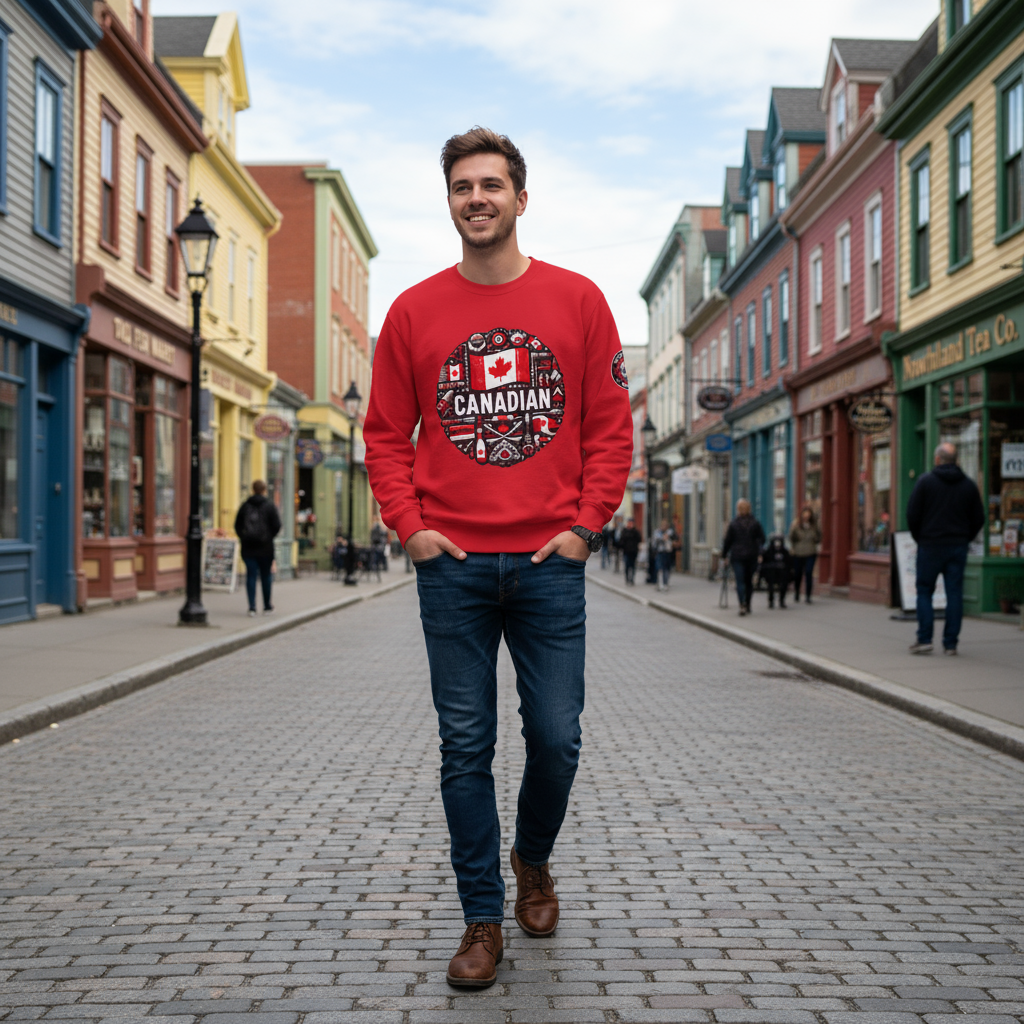 Canadian Pride Crewneck Sweatshirt, Unisex Maple Leaf Sweatshirt, True Strong North Sweatshirt, Canada Day Gift, Cozy Canadian Apparel