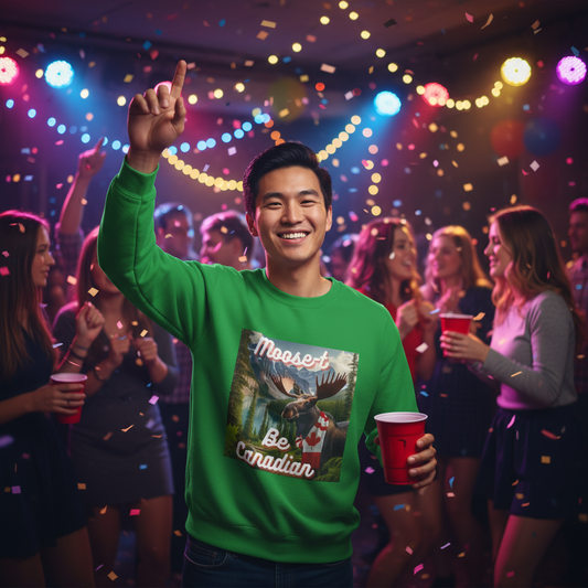 Moose-t Be Canadian Sweatshirt - Unisex Canadian Style, Perfect for Winter, Gifts for Nature Lovers, Canada Day, Travel Souvenir