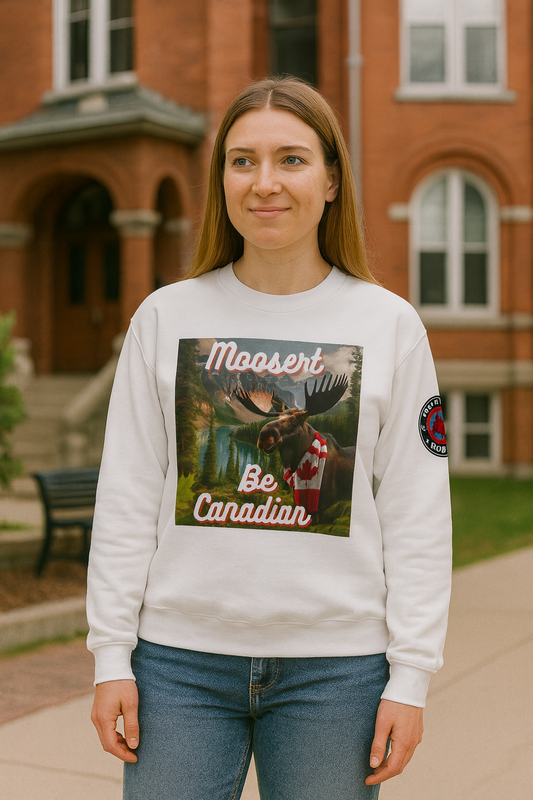 Woman Moose-t Be Canadian Sweatshirt — Canadian Pride Crewneck