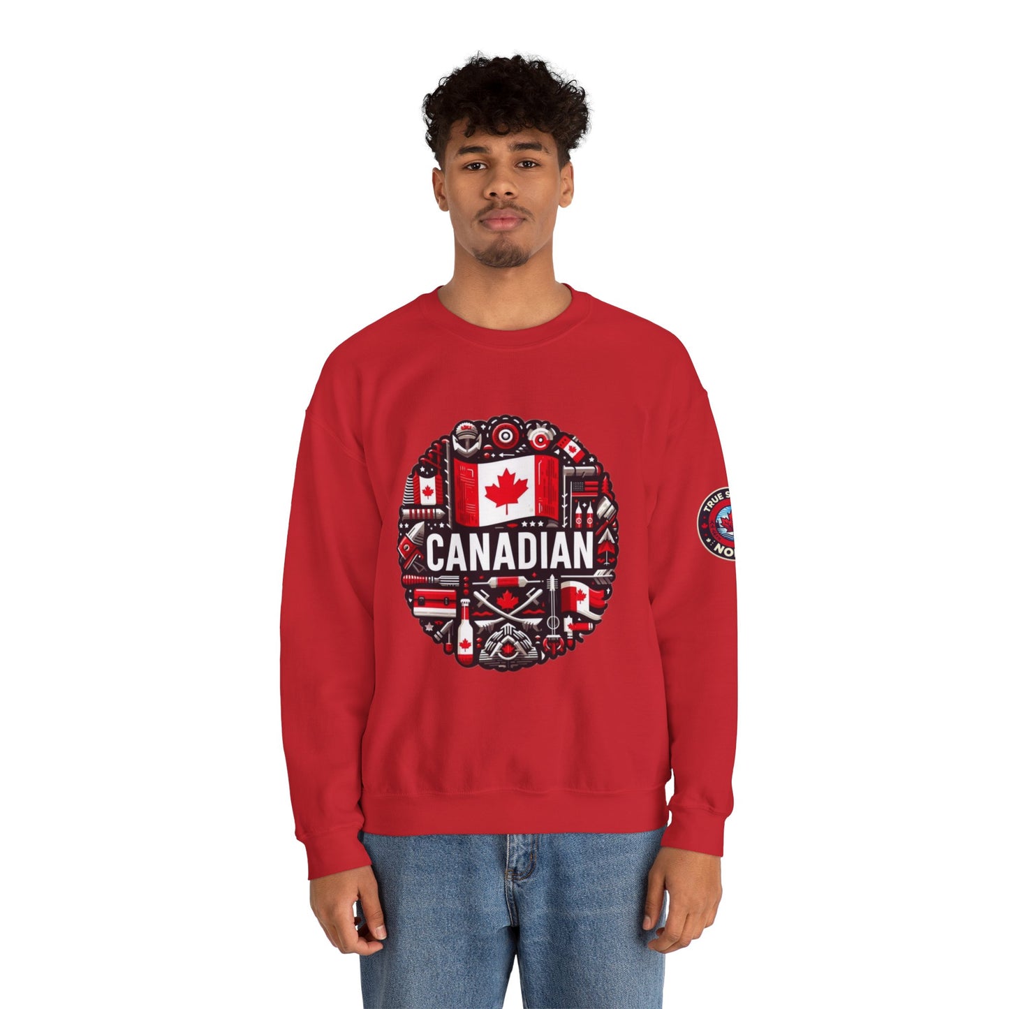 Canadian Pride Crewneck Sweatshirt, Unisex Maple Leaf Sweatshirt, True Strong North Sweatshirt, Canada Day Gift, Cozy Canadian Apparel