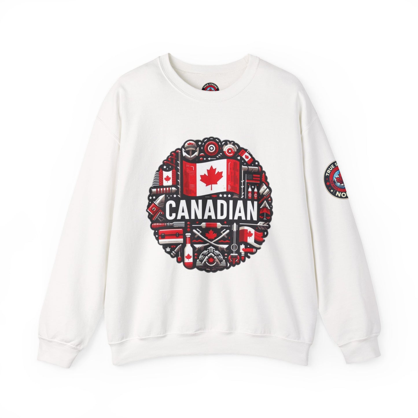 Canadian Pride Crewneck Sweatshirt, Unisex Maple Leaf Sweatshirt, True Strong North Sweatshirt, Canada Day Gift, Cozy Canadian Apparel