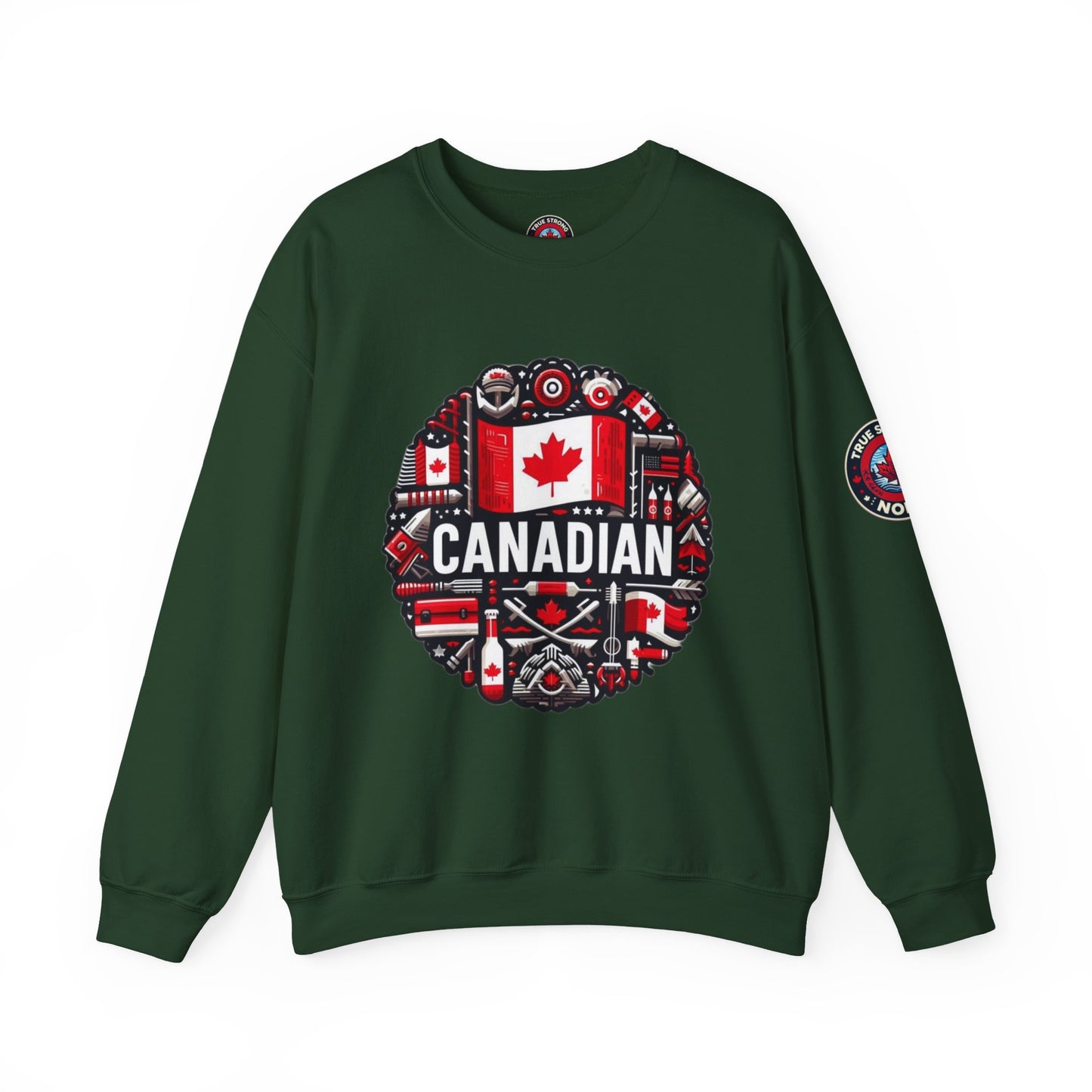 Canadian Pride Crewneck Sweatshirt, Unisex Maple Leaf Sweatshirt, True Strong North Sweatshirt, Canada Day Gift, Cozy Canadian Apparel