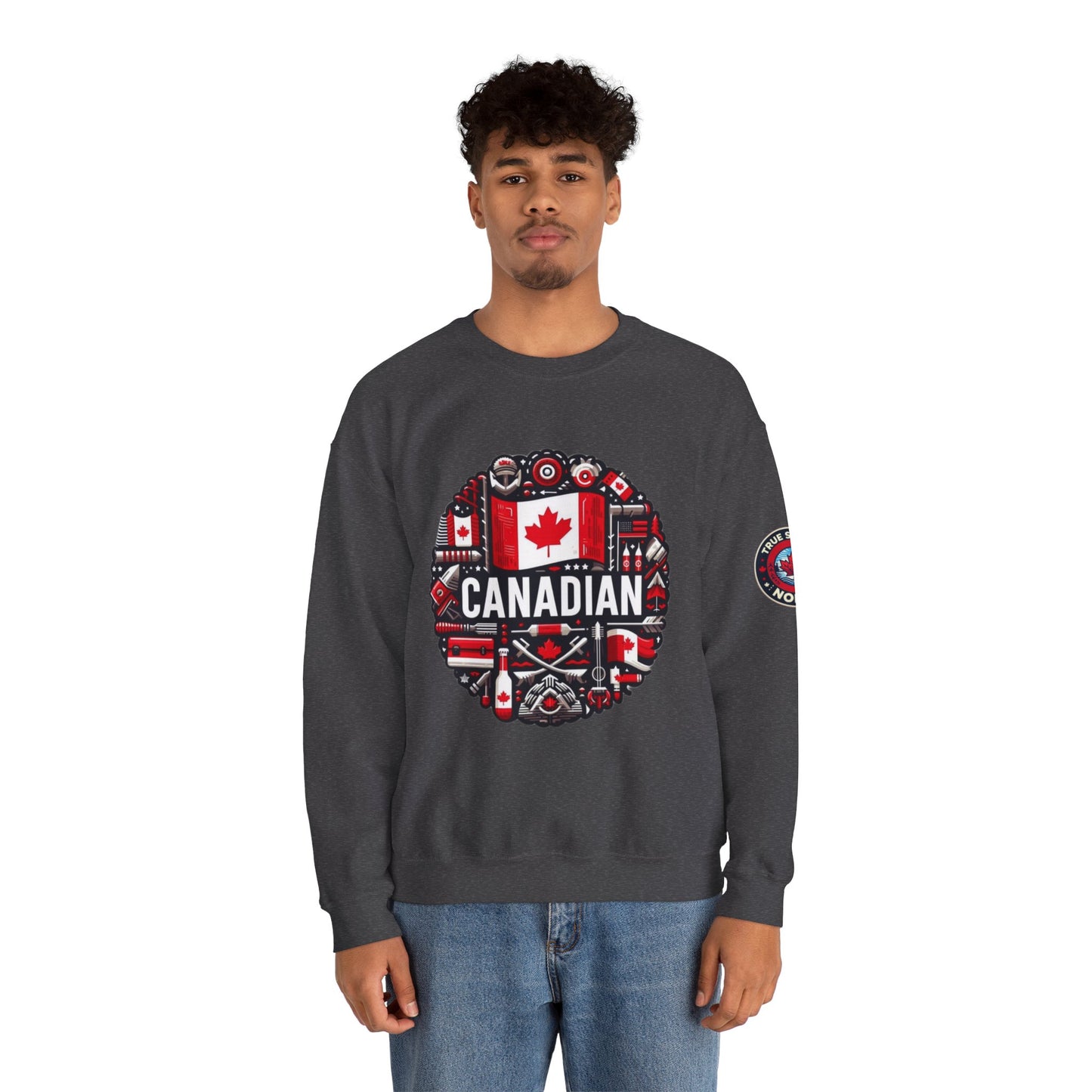 Canadian Pride Crewneck Sweatshirt, Unisex Maple Leaf Sweatshirt, True Strong North Sweatshirt, Canada Day Gift, Cozy Canadian Apparel