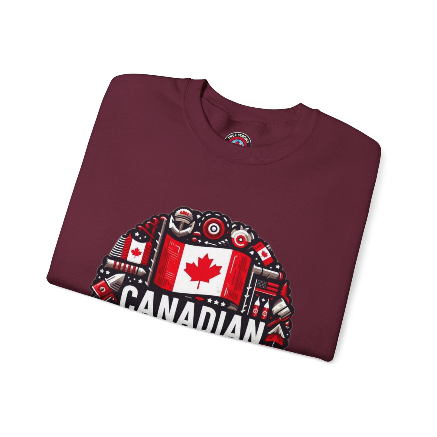 Canadian Pride Crewneck Sweatshirt, Unisex Maple Leaf Sweatshirt, True Strong North Sweatshirt, Canada Day Gift, Cozy Canadian Apparel