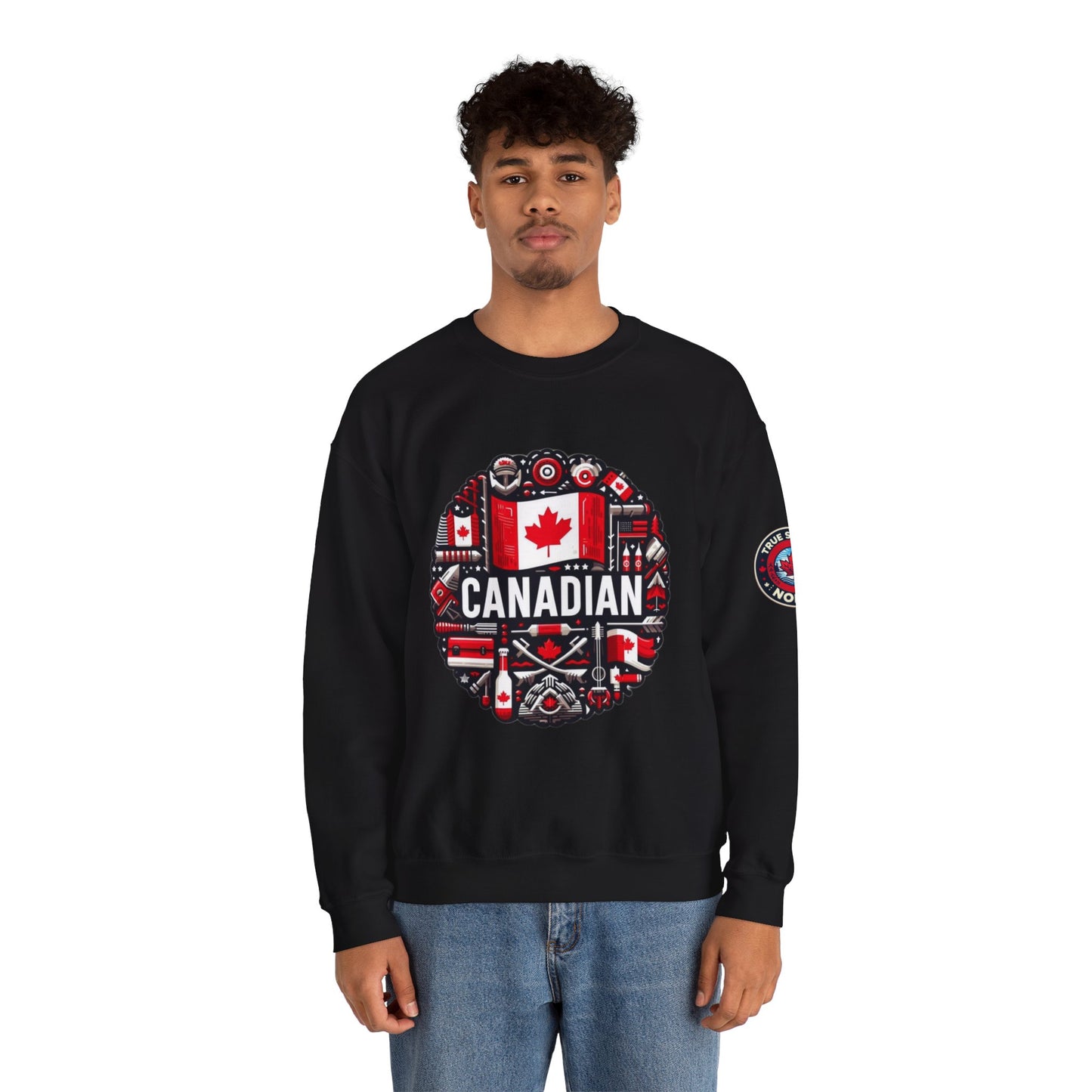 Canadian Pride Crewneck Sweatshirt, Unisex Maple Leaf Sweatshirt, True Strong North Sweatshirt, Canada Day Gift, Cozy Canadian Apparel