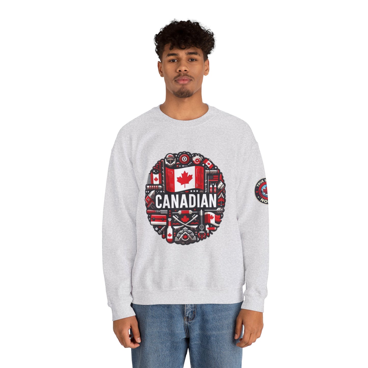 Canadian Pride Crewneck Sweatshirt, Unisex Maple Leaf Sweatshirt, True Strong North Sweatshirt, Canada Day Gift, Cozy Canadian Apparel