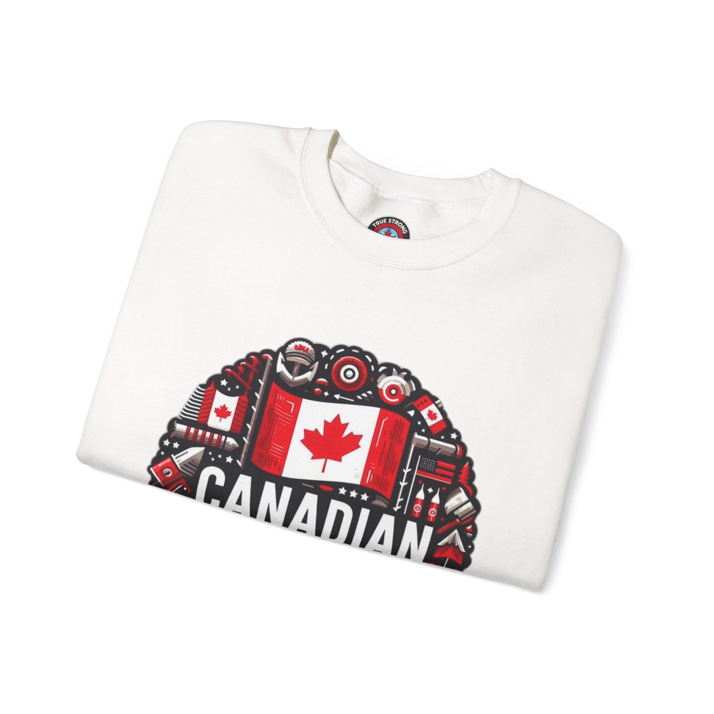 Canadian Pride Crewneck Sweatshirt, Unisex Maple Leaf Sweatshirt, True Strong North Sweatshirt, Canada Day Gift, Cozy Canadian Apparel