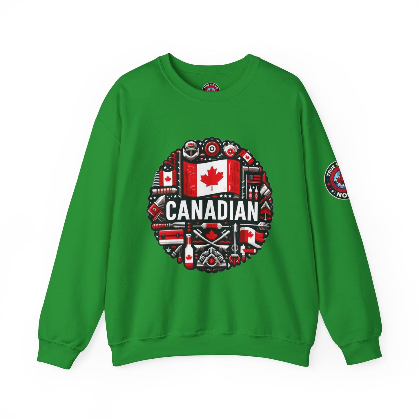 Canadian Pride Crewneck Sweatshirt, Unisex Maple Leaf Sweatshirt, True Strong North Sweatshirt, Canada Day Gift, Cozy Canadian Apparel